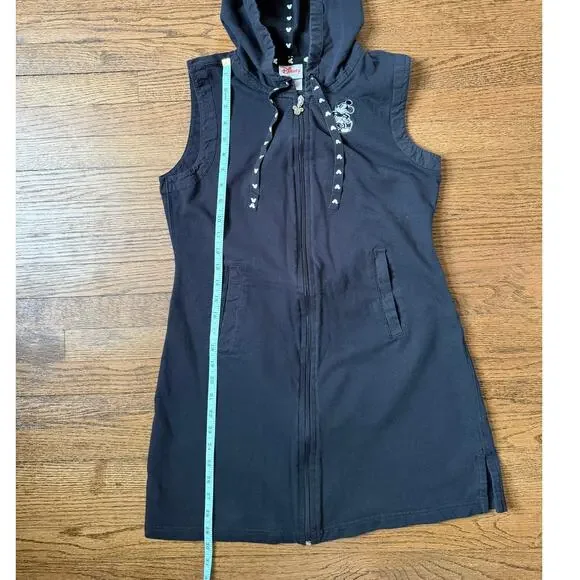Disney Mickey Mouse Black Zip-Up Hoodie Dress Size S/M - Picture 5 of 6